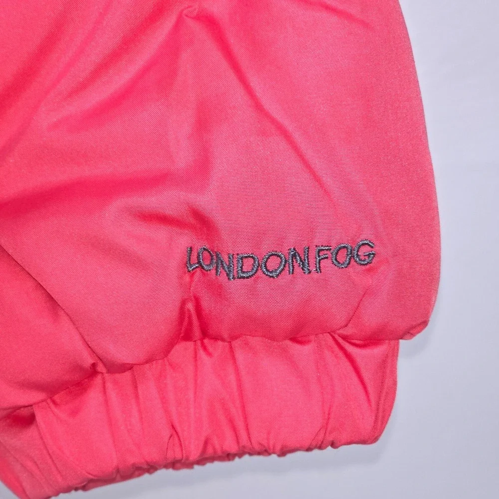 London Fog‎ Lined Puffer Jacket Girl's Large Fur Trim Hood Insulated Preppy Fun